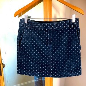 JCrew polka dot denim miniskirt